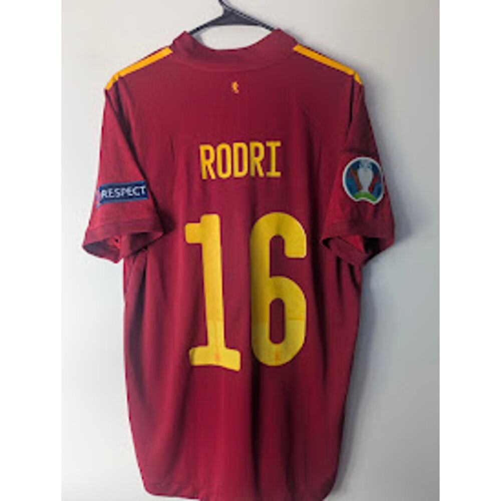 Spain Rodri 2020 Home Jersey ⚽ Large HEAT.RDY EURO Fully Patched